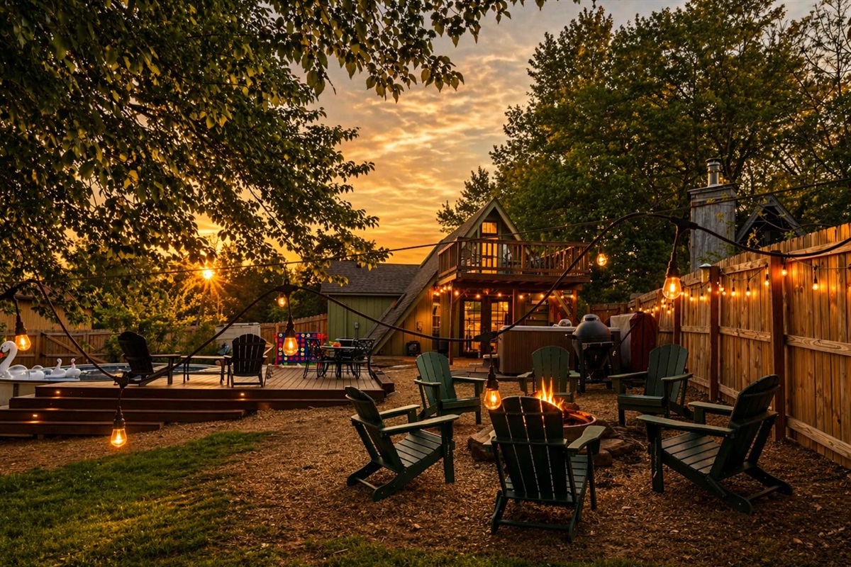 By night, settle in with a glass of wine (or two!) and bask in the beauty of those last glimmers of sunset over the trees.