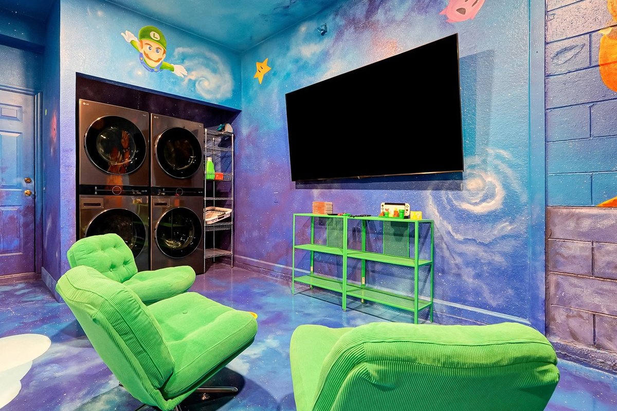 Mario Galaxy Games Room: Challenge the family to pool or air hockey surrounded by colourful, hand-painted Mario characters.