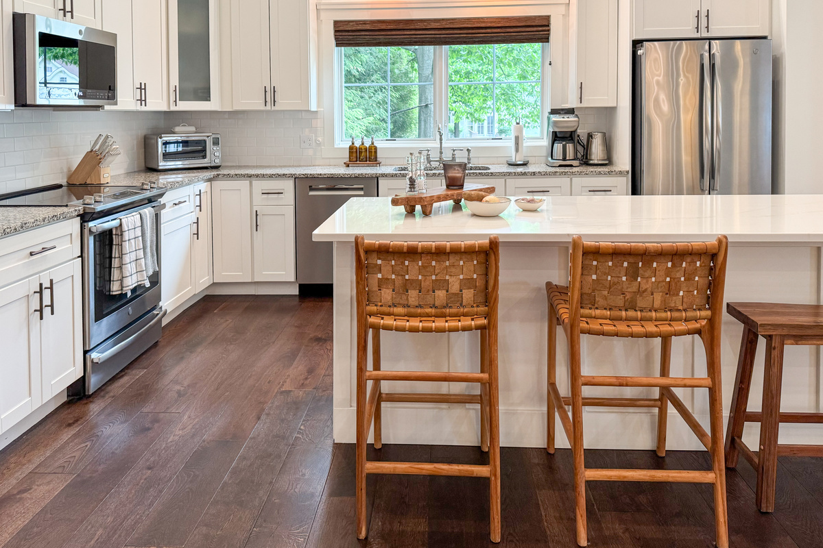 Open Kitchen with Bar Stools.