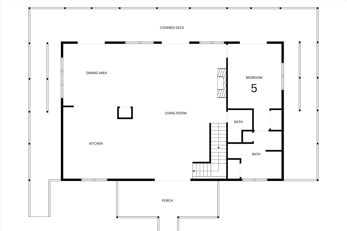 Main Floor:  has a handicap accessible king bedroom/bathroom, a large kitchen, dining room, and family room