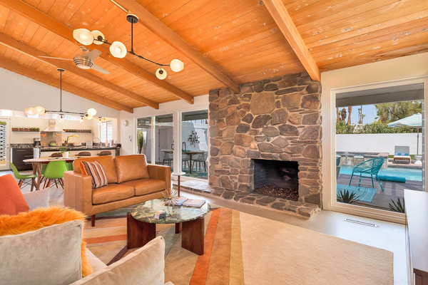 Great room with polished concrete floors
