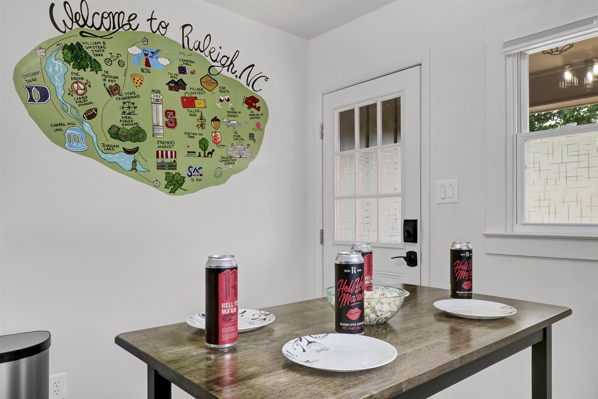 Every room has exquisite details highlighting Raleigh and NC State University.