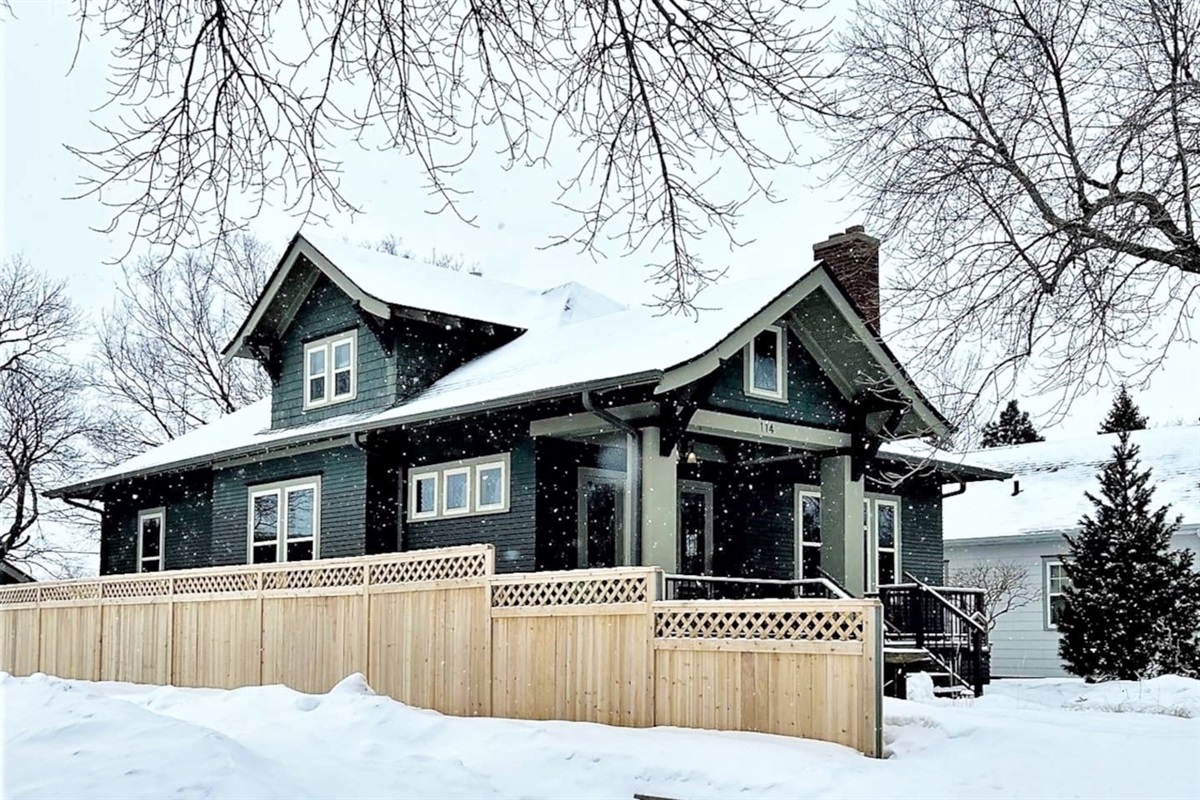 1 1/2 story Craftsman home.   Lovely in the winter as well.