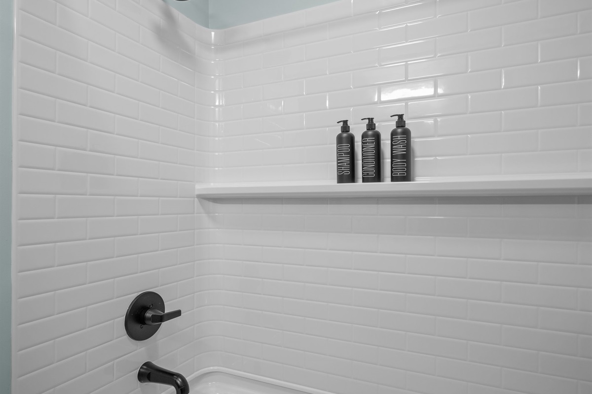 Shower with tub in guest bathroom