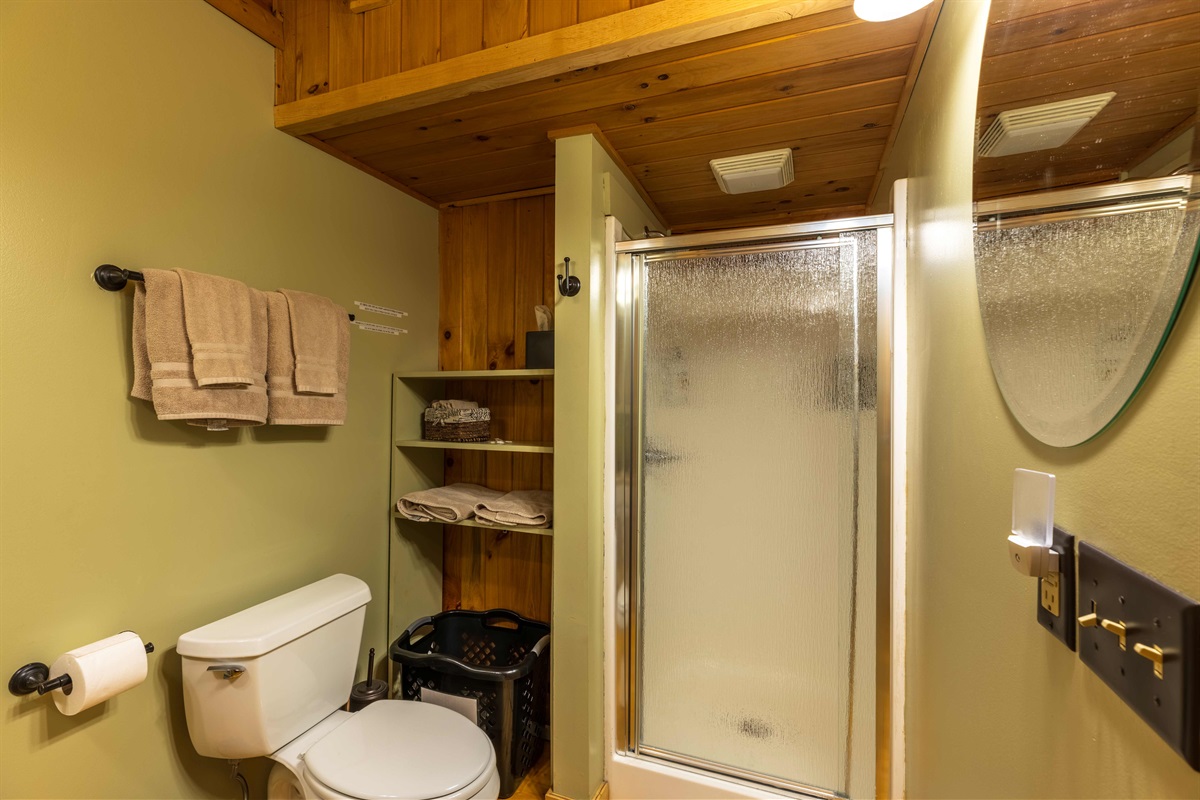 The main level has a full bathroom with shower.