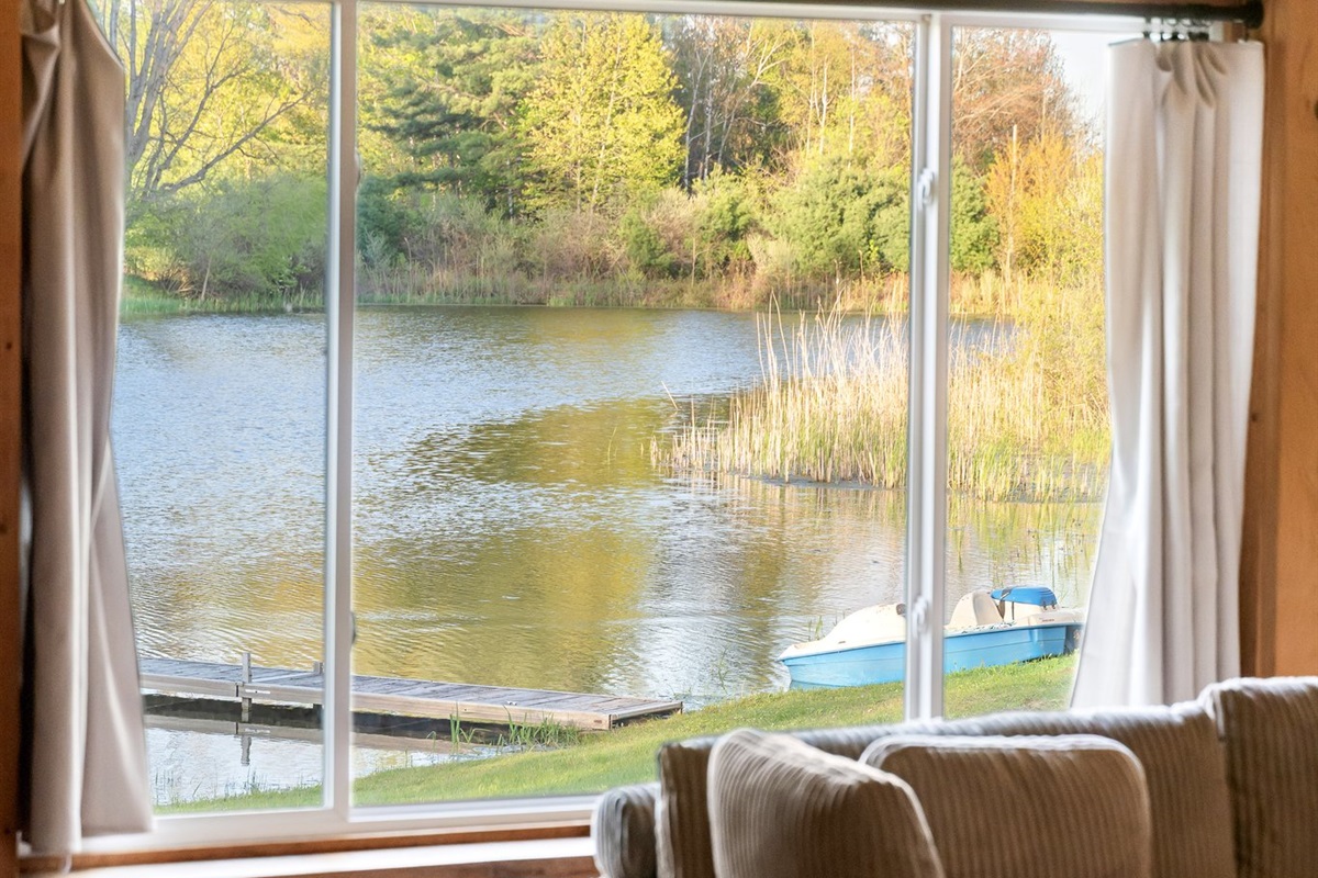 View of the pond from living room.