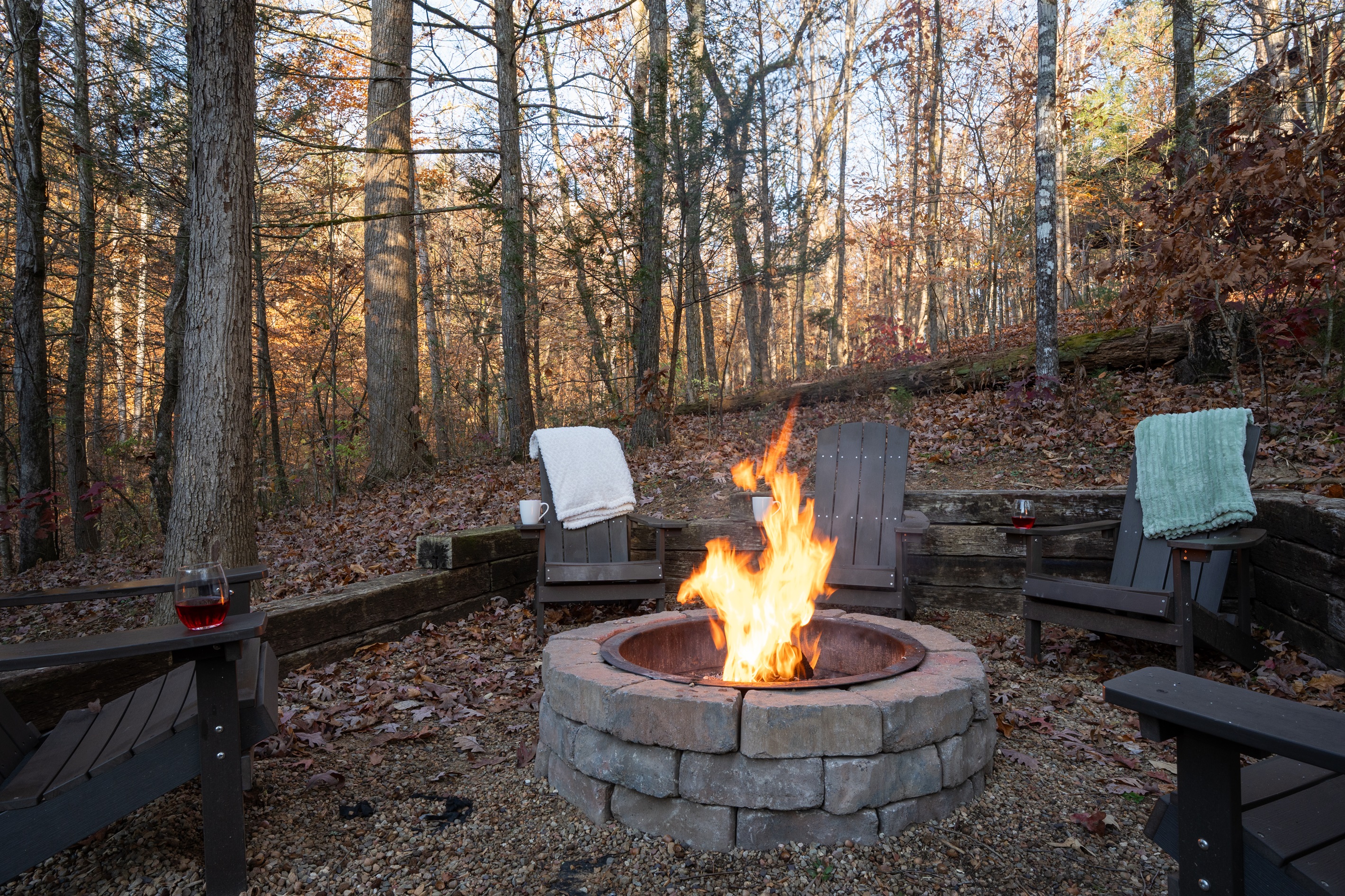 End your evening with s'mores under the stars while enjoying the private wood surround.