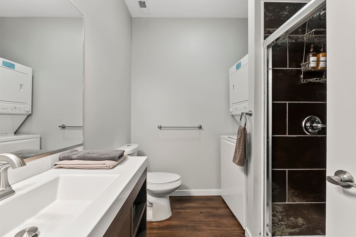 Freshen up your wardrobe in our convenient laundry area — the perfect spot to keep your clothes clean and fresh during your stay!