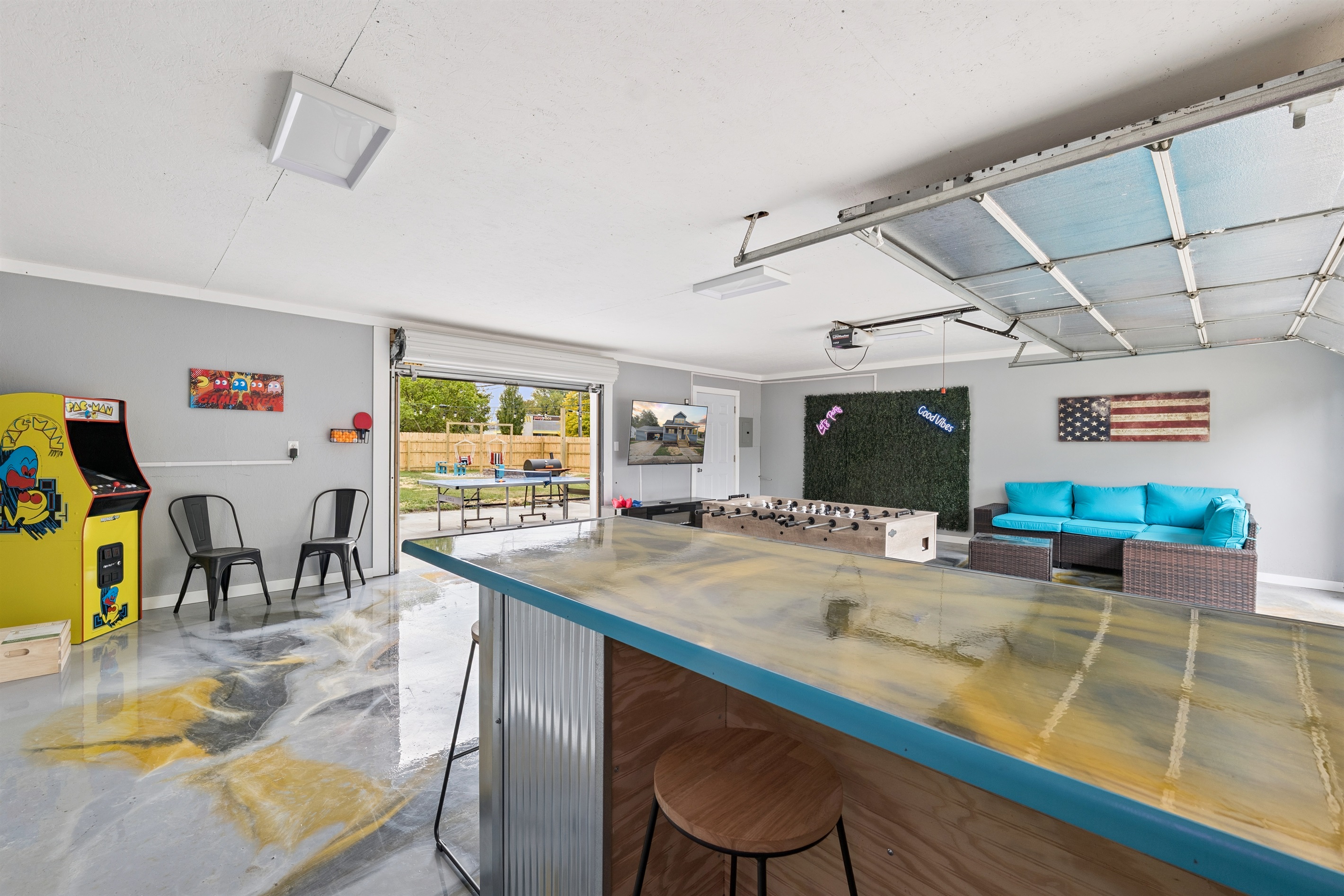 Fun, spacious game room for big gatherings