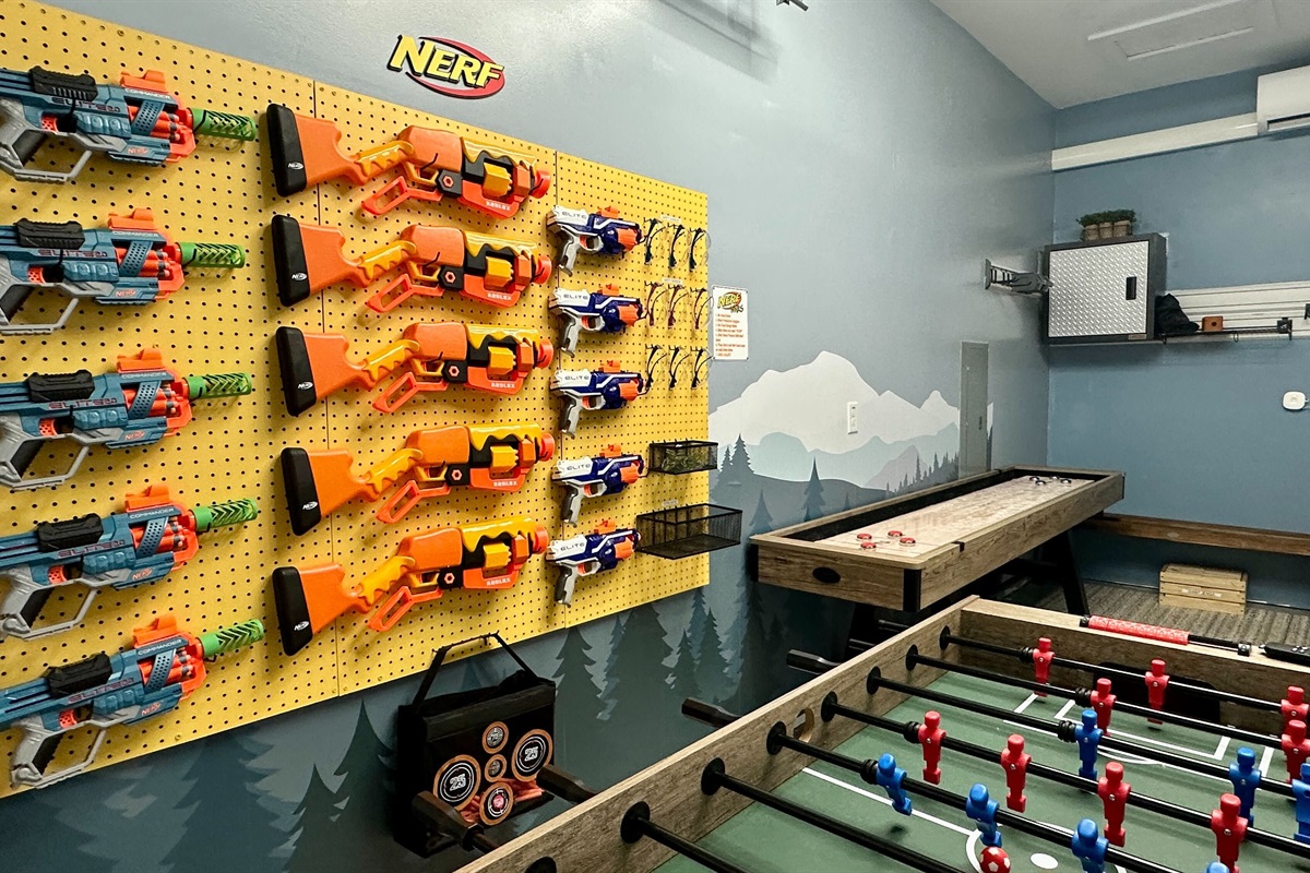 Game room located in the garage