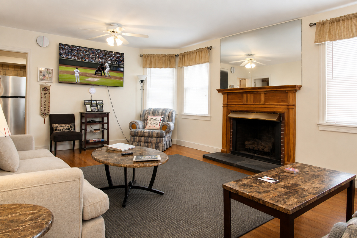 Cooperstown Baseball Rentals Triple Play #1 has the perfect living space for relaxing after a long day at the ballpark, with plenty of room to spread out and enjoy your favorite shows on the large flat screen Roku TV