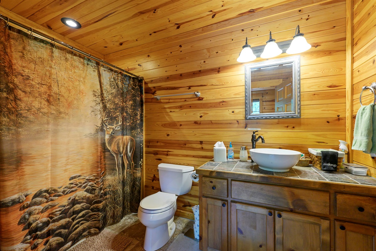 Bathroom in front hallway - just steps away from the bedroom