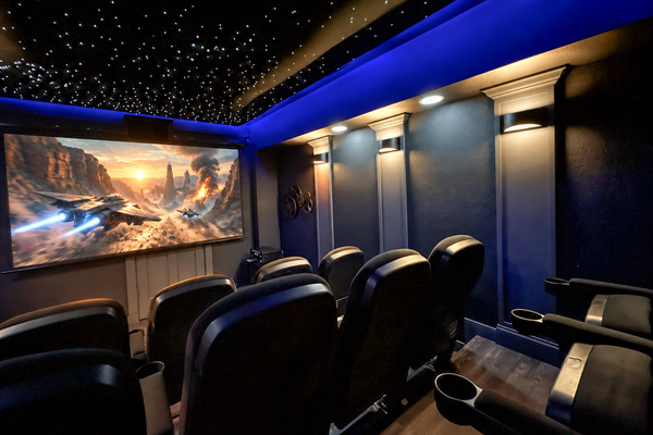 Private movie theater under a twinkling starry ceiling, Tanasi Lodge