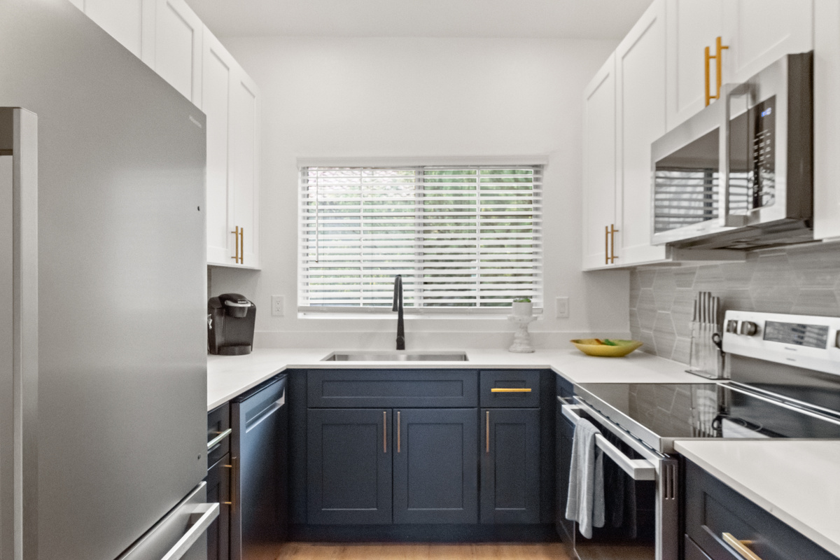 Bright and spacious kitchen with premium appliances and ample counter space.