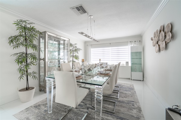 Elegant formal dining room with modern luxury design
