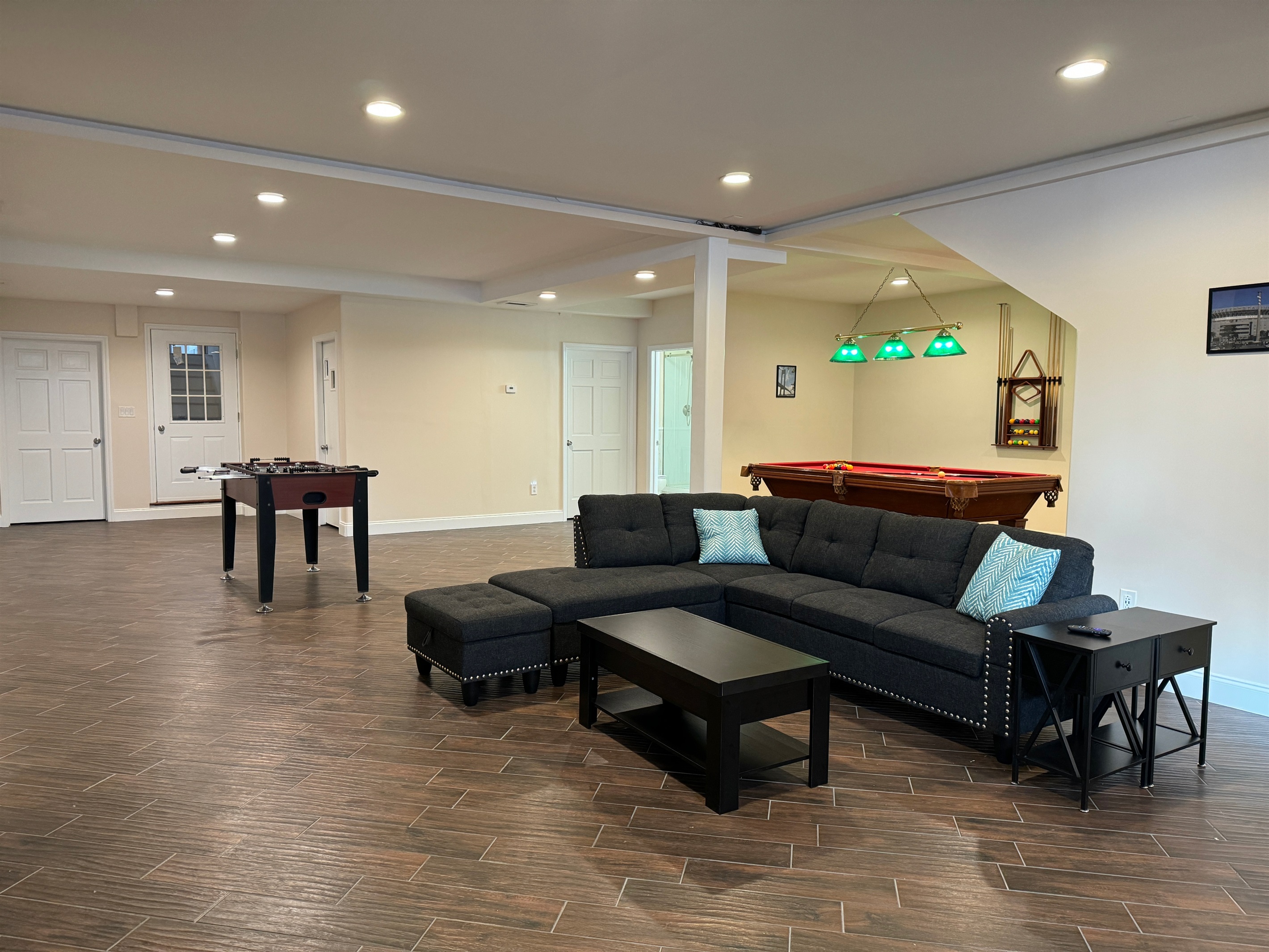 Lower level gameroom and comefy seating