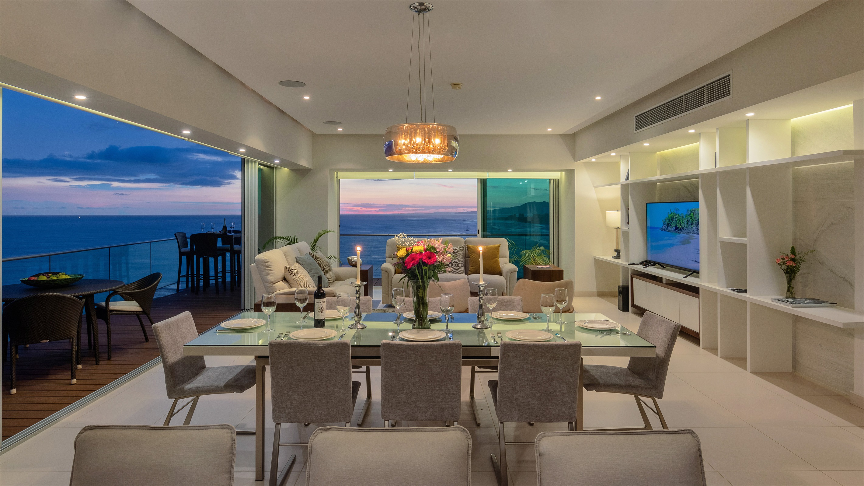 Dining and Living Room at Night