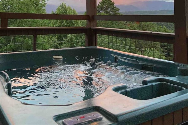 Amazing sunsets (and fun lights) enjoyed from the hot tub. 