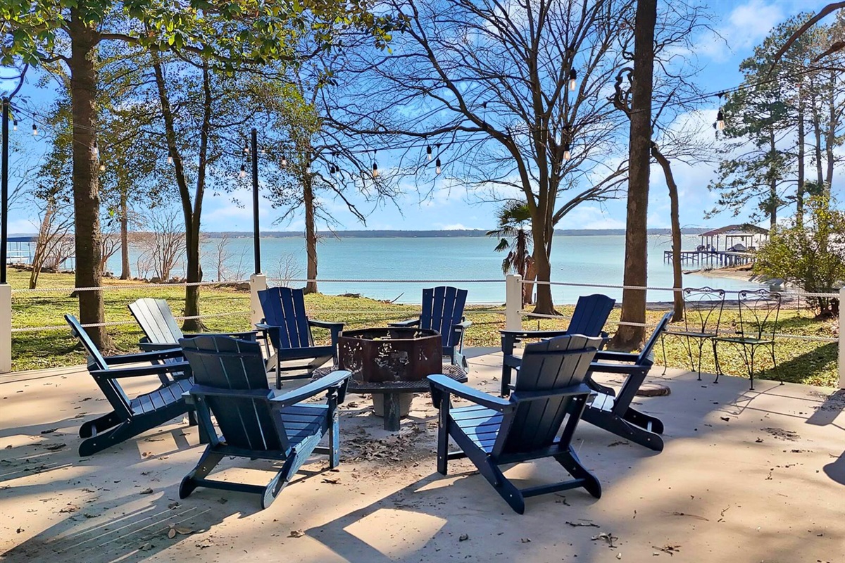 Lakeside seating around the fire pit&mdash;this is where the best nights happen.