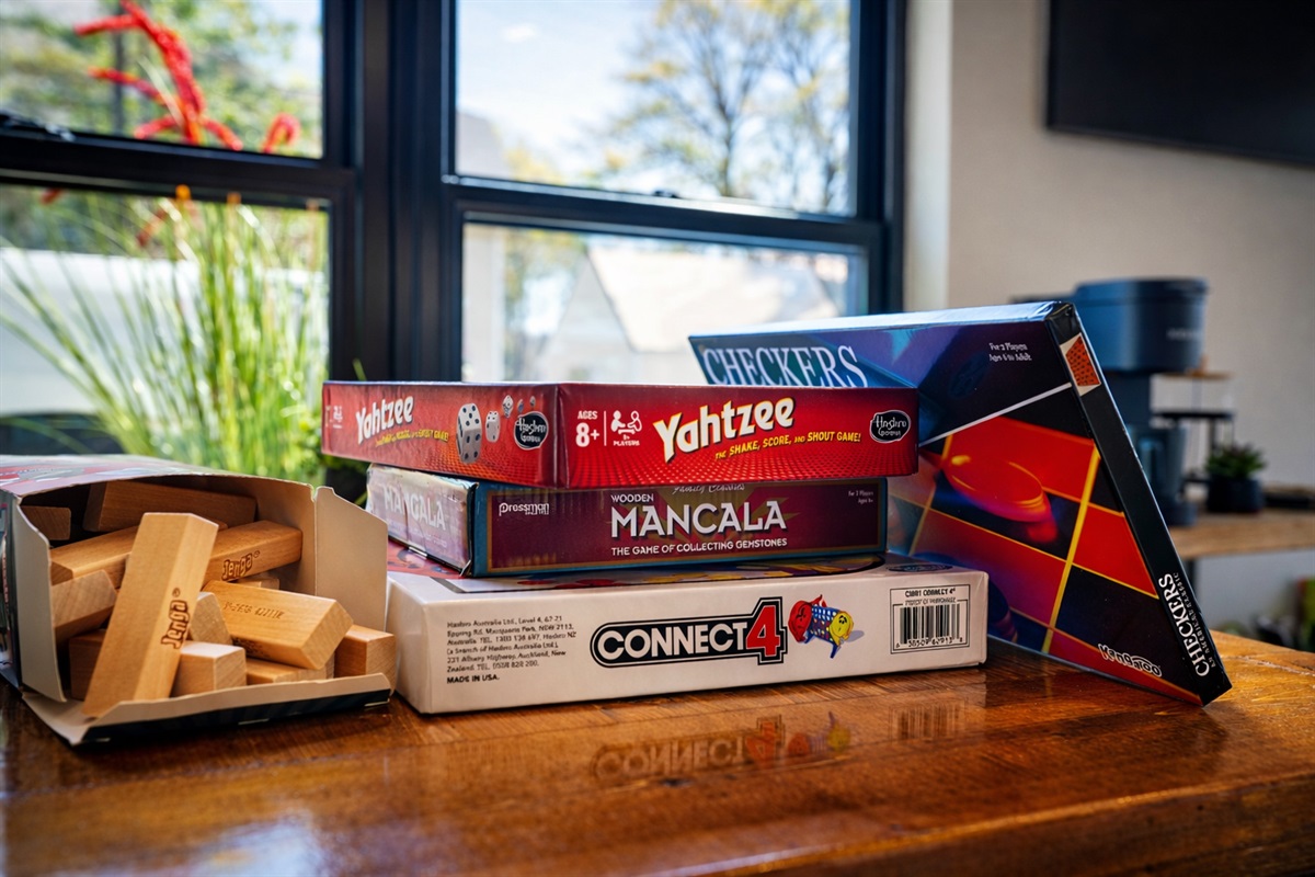 A handful of 2 player games put away in the closet. Checkers, Connect 4, and more!