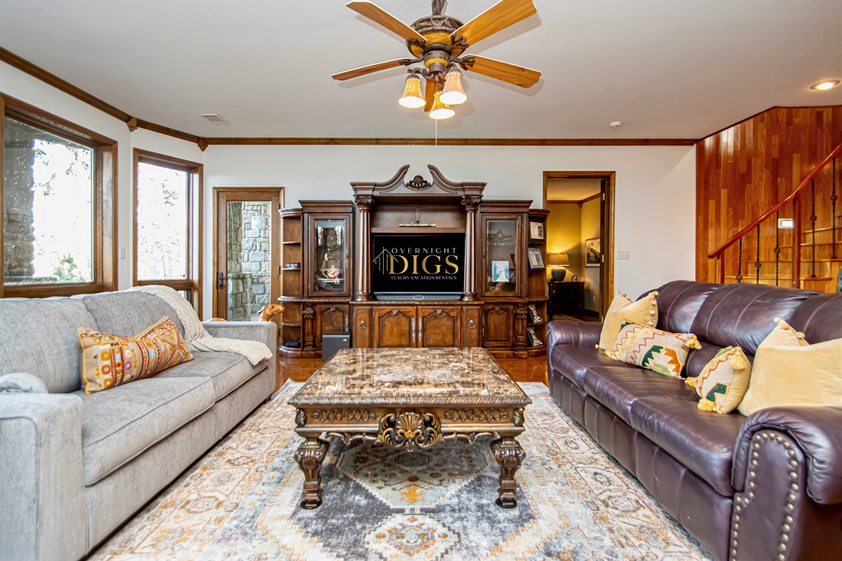 Lower Living Room Area with a Queen Size Pull-Out Couch