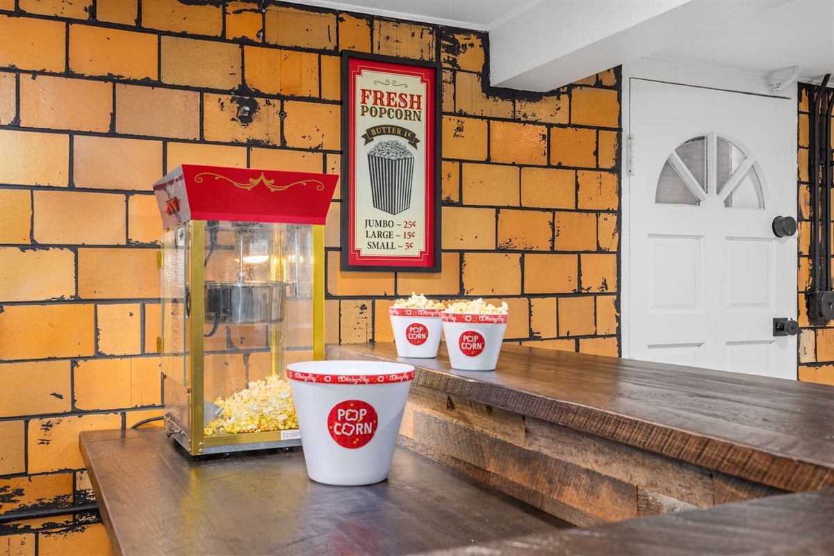 Enjoy freshly popped theater style popcorn for movie night!  Some supplies and instructions provided.