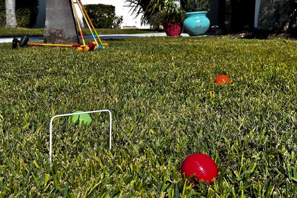 Enjoya game of croquet in the large front yard