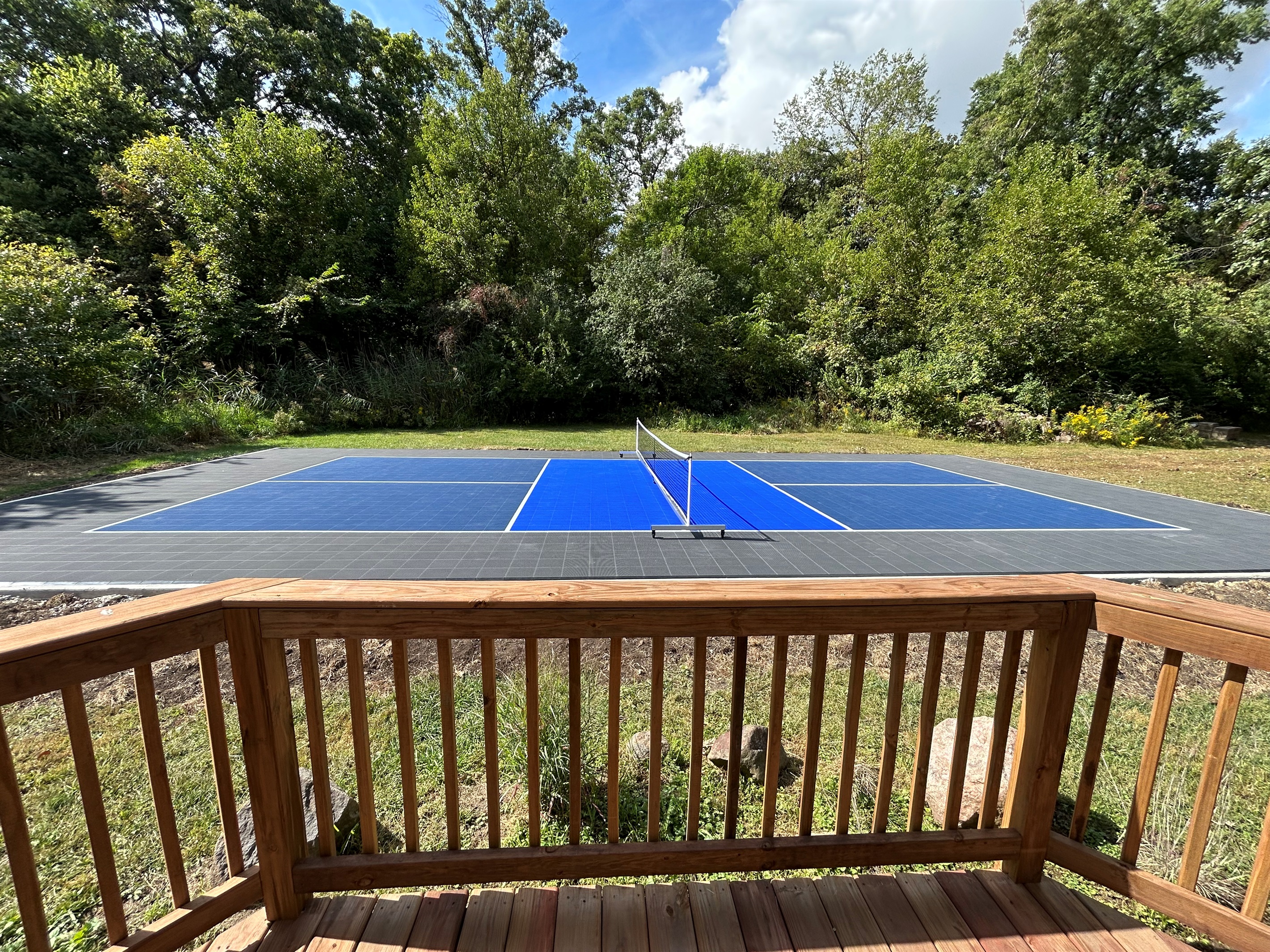 The gazebo is a great place to hang out while you wait your turn on the pickleball court and watch your friends play.