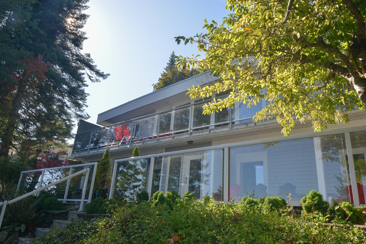 Rear of the home – nestled among the trees
