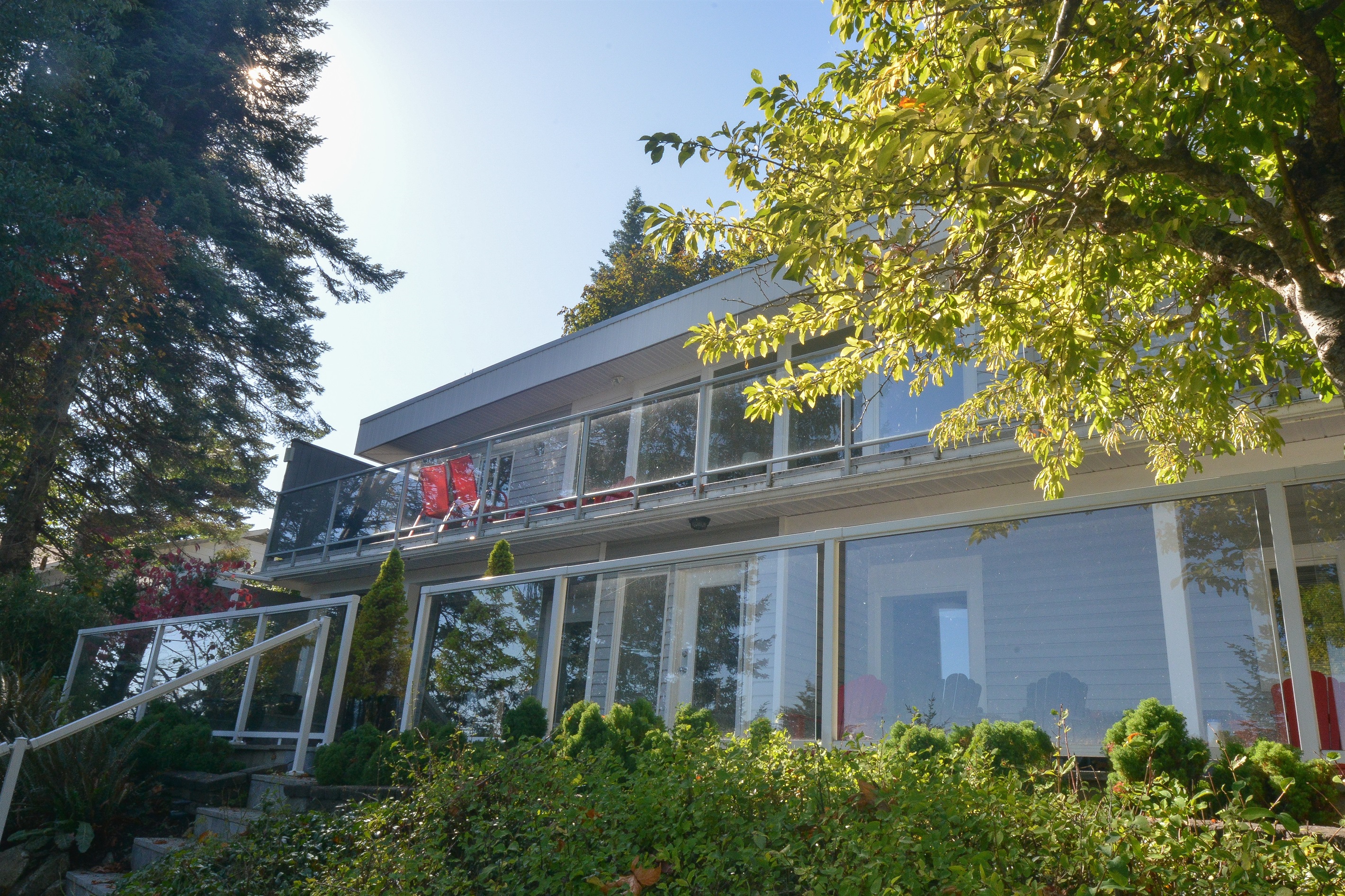 Rear of the home – nestled among the trees