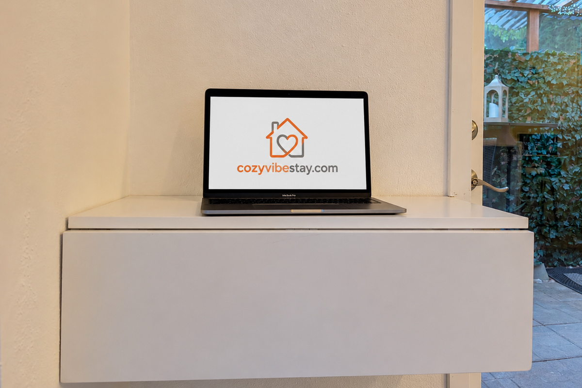 Fold-down desk for work or study.