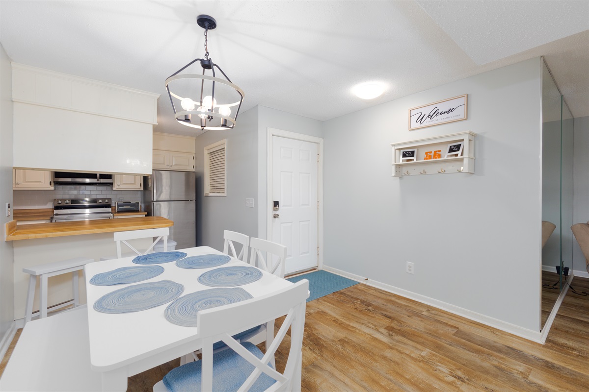 Every meal feels special with the warmth of this dining space!