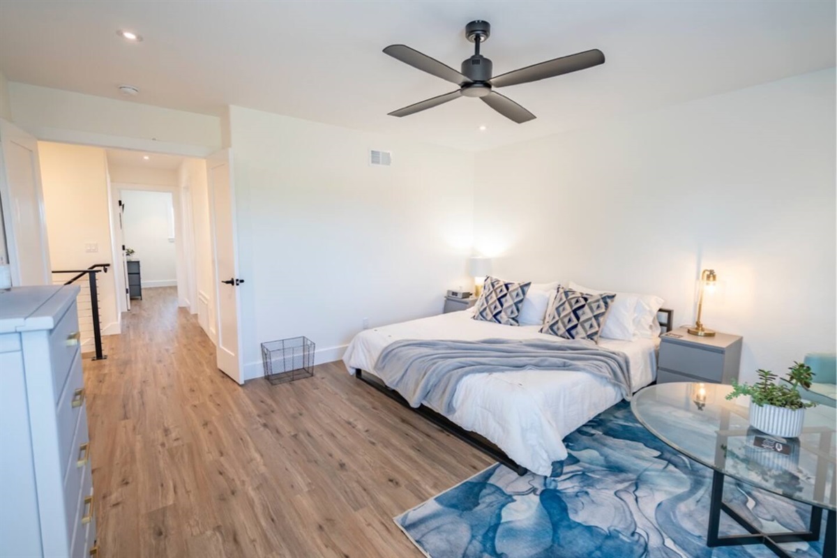 Master Suite with king bed, and smart tv.