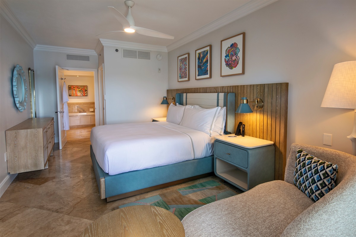 Spacious primary bedroom at the Ritz-Carlton Residences, St. Thomas, delivering resort-style comfort and privacy in a luxury Caribbean condo.