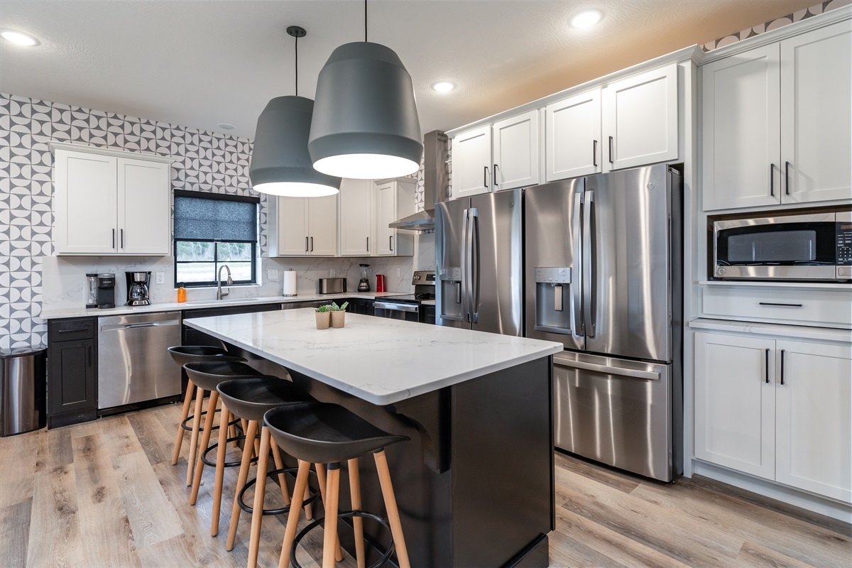 Fully stocked kitchen with double fridge!