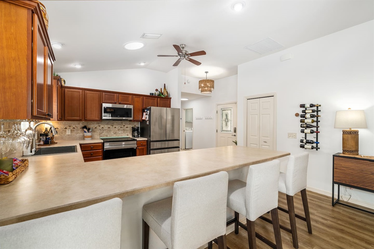 Complimentary coffee bar and snacks are provided (not pictured).