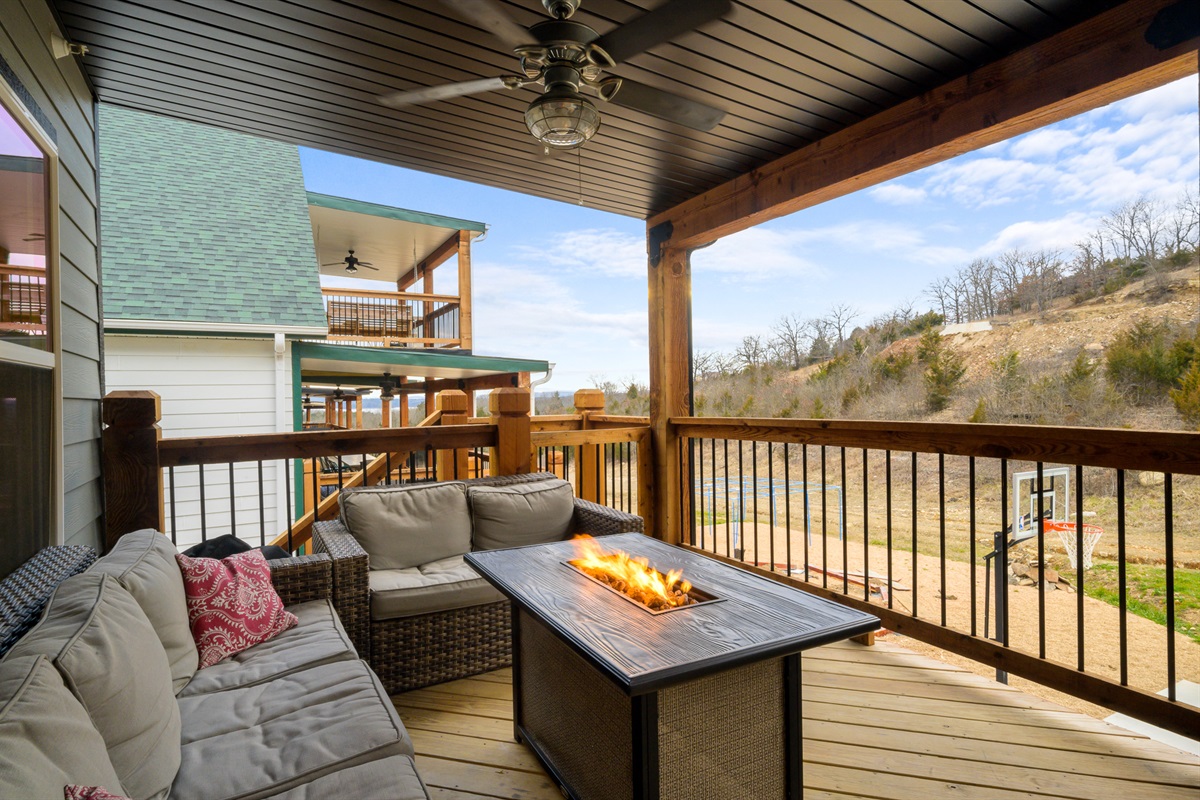 Propane fire table on 2nd deck