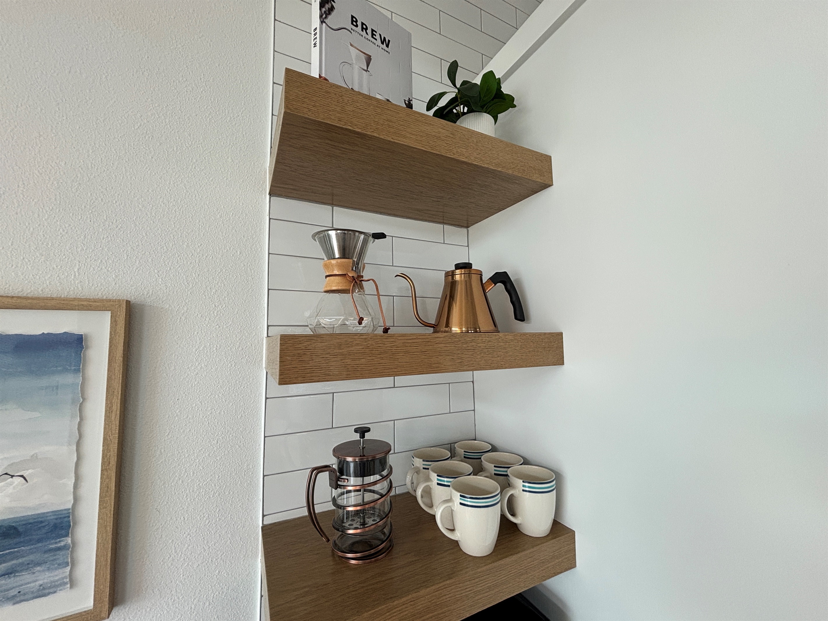 Enjoy brewing your morning pour over or french press. Bring your favorite whole beans and grind them in the provided coffee grinder.