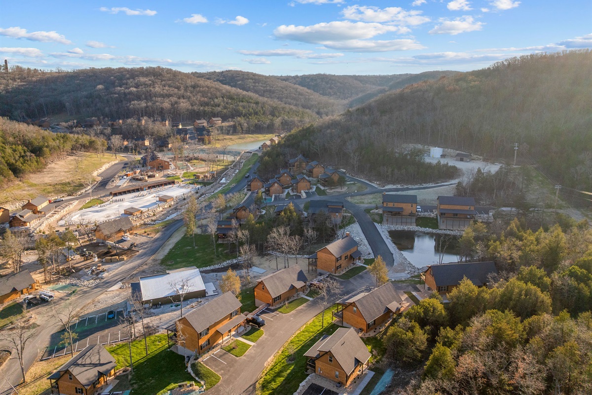 Daytime aerial view of the nearby area and scenic surroundings.