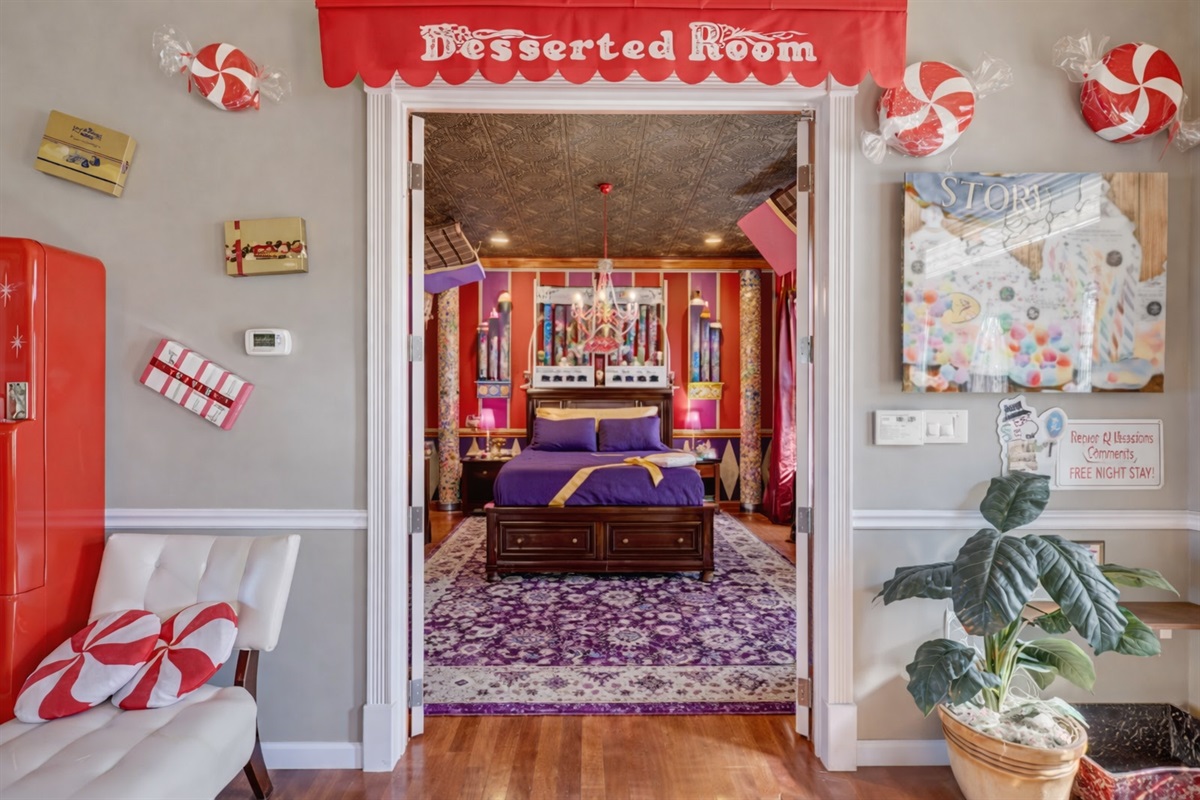 Whimsical peppermint wardrobe hallway