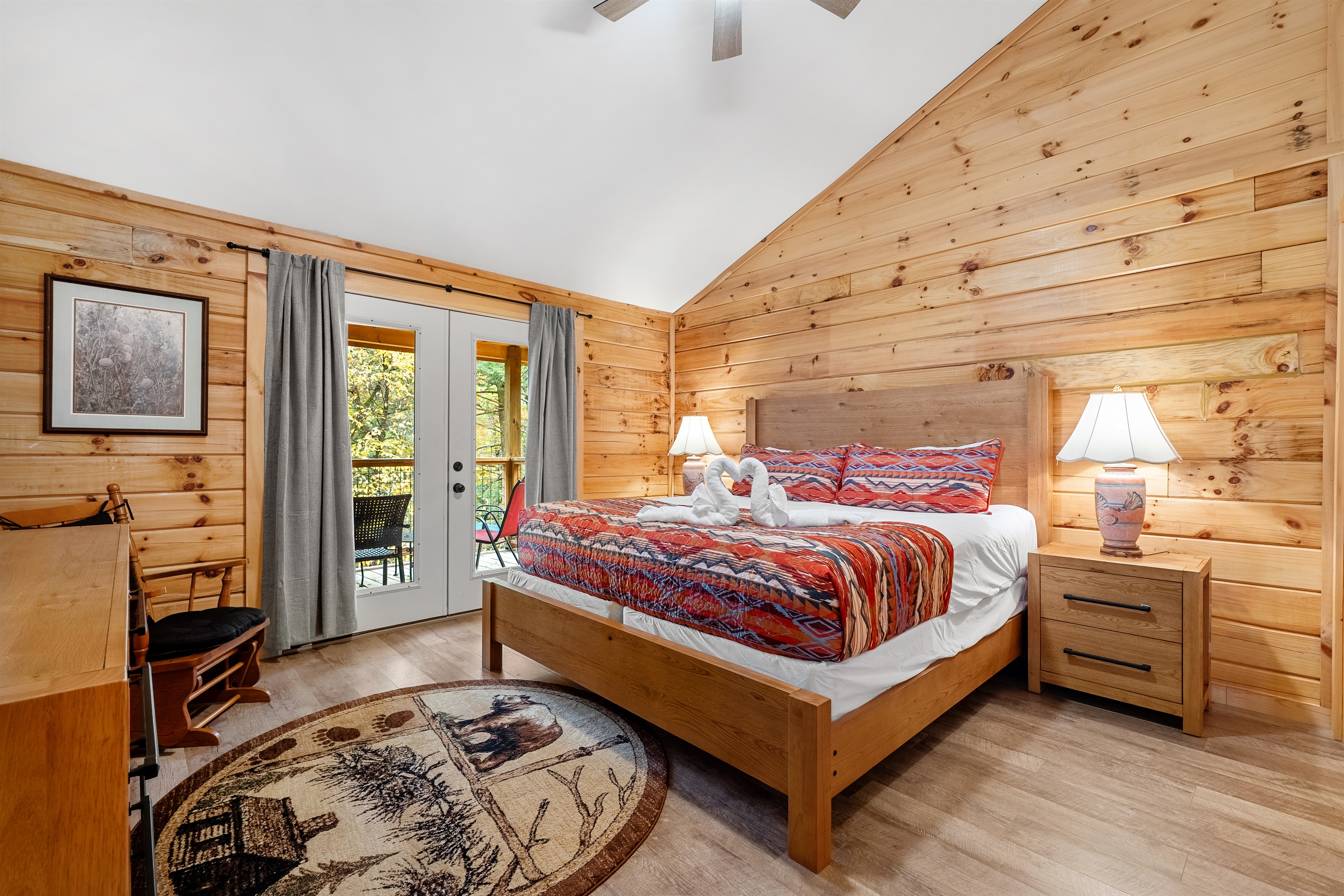 Tranquil king retreat — clean lines, cozy vibes, and cabin warmth