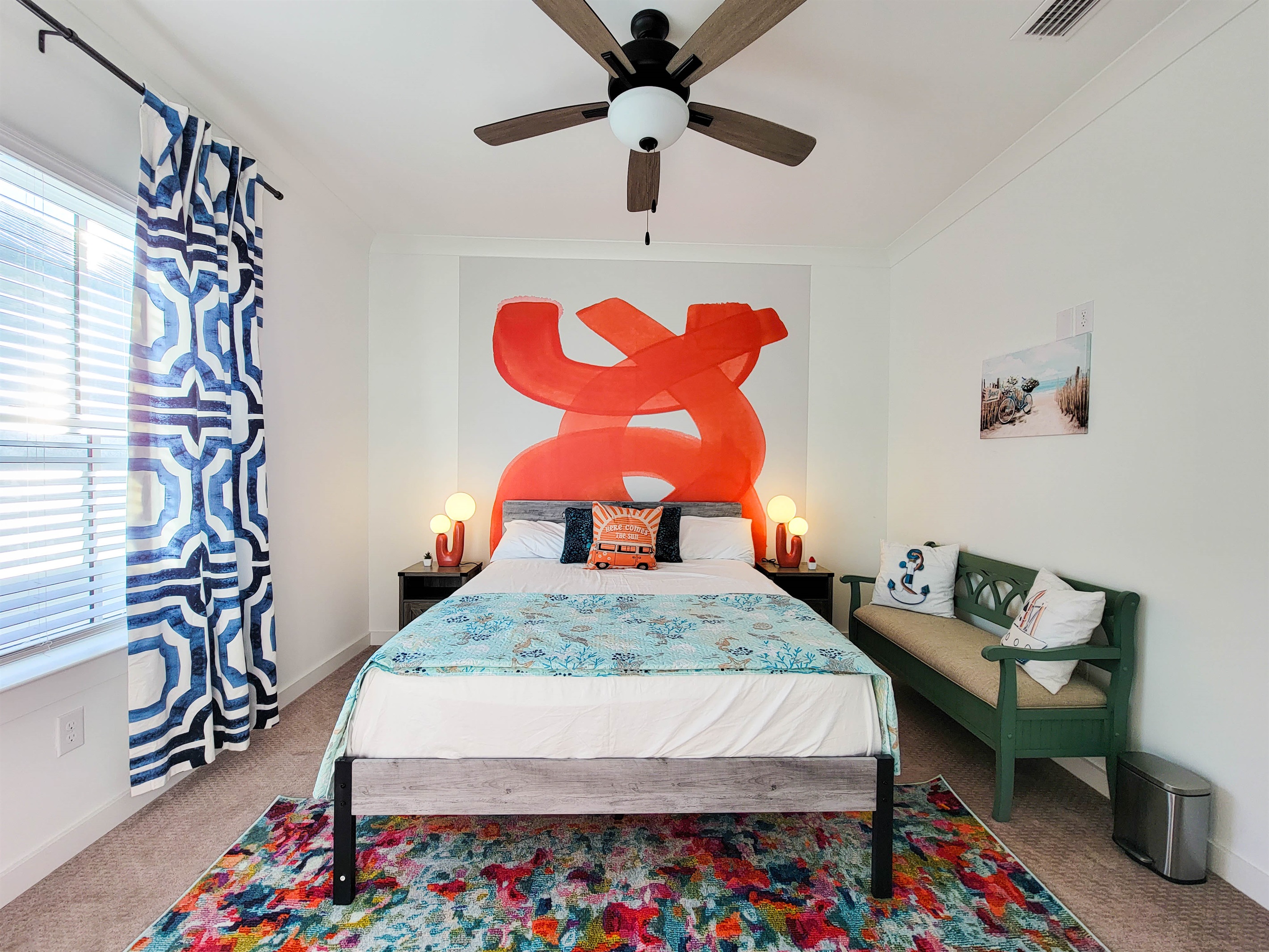 Bedroom #2 - a Queen Bed with a Bench, Which is a Perfect Place to Take a Break or For Getting Lost in a Book After Outdoor Activities