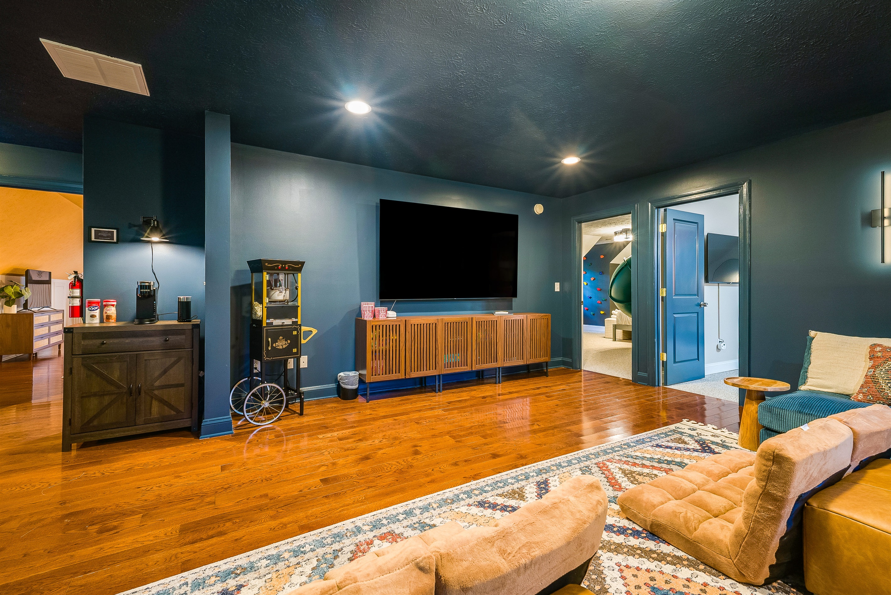 An 85" TV bring the cinema experience right into your stay.