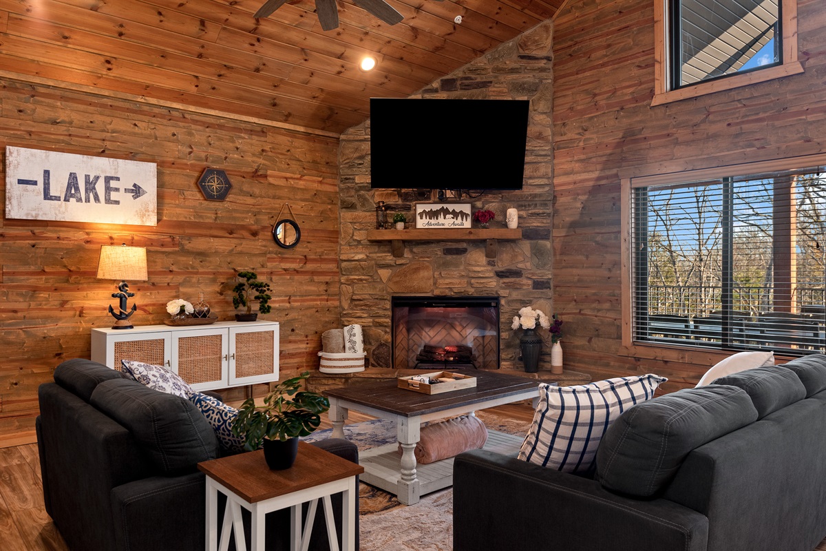 Relax in the living room with your favorite movie