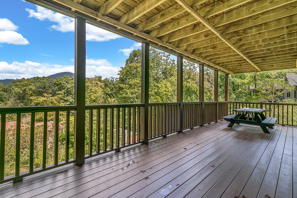 Lower Deck with Mountain Views and Picnic Table