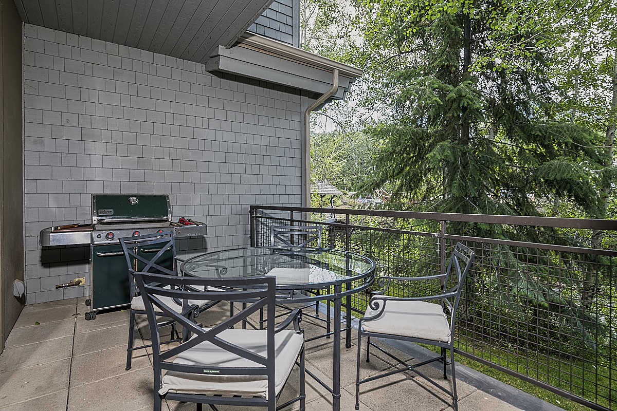 Furnished Balcony with Gas Grill overlooking Trail Creek