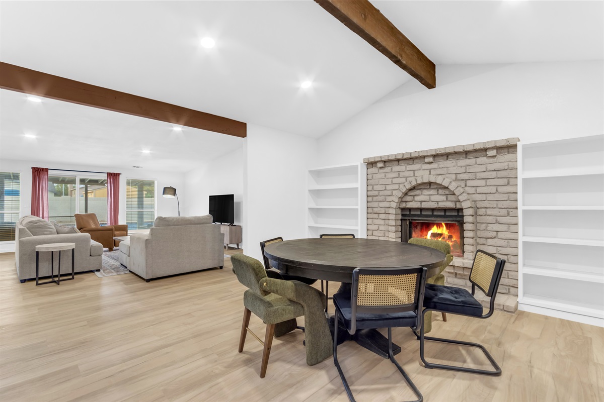 Open concept dining and living areas