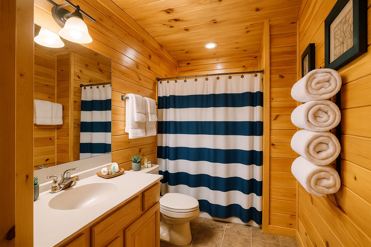 Attached full bathroom with shower tub