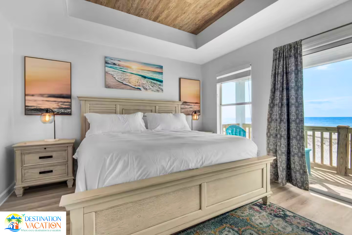 Wake refreshed in this elegant coastal bedroom retreat.