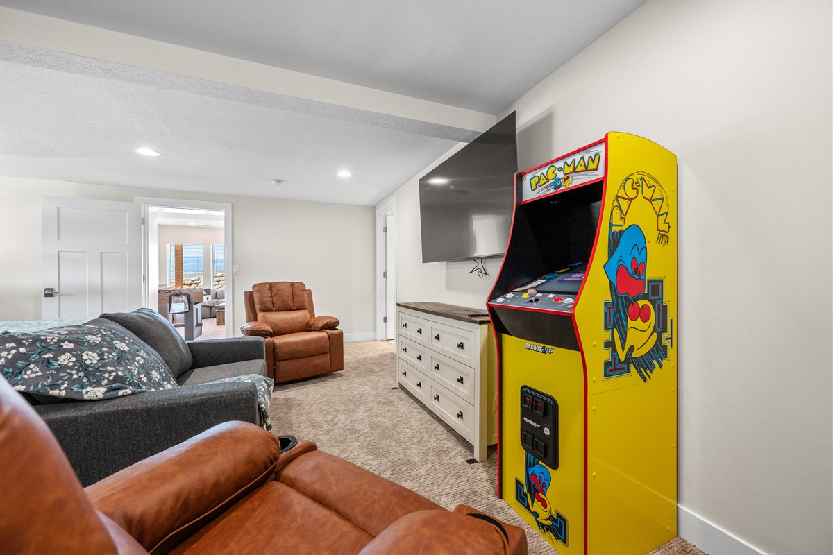Play PAC MAN or stream a movie in the bunk room.